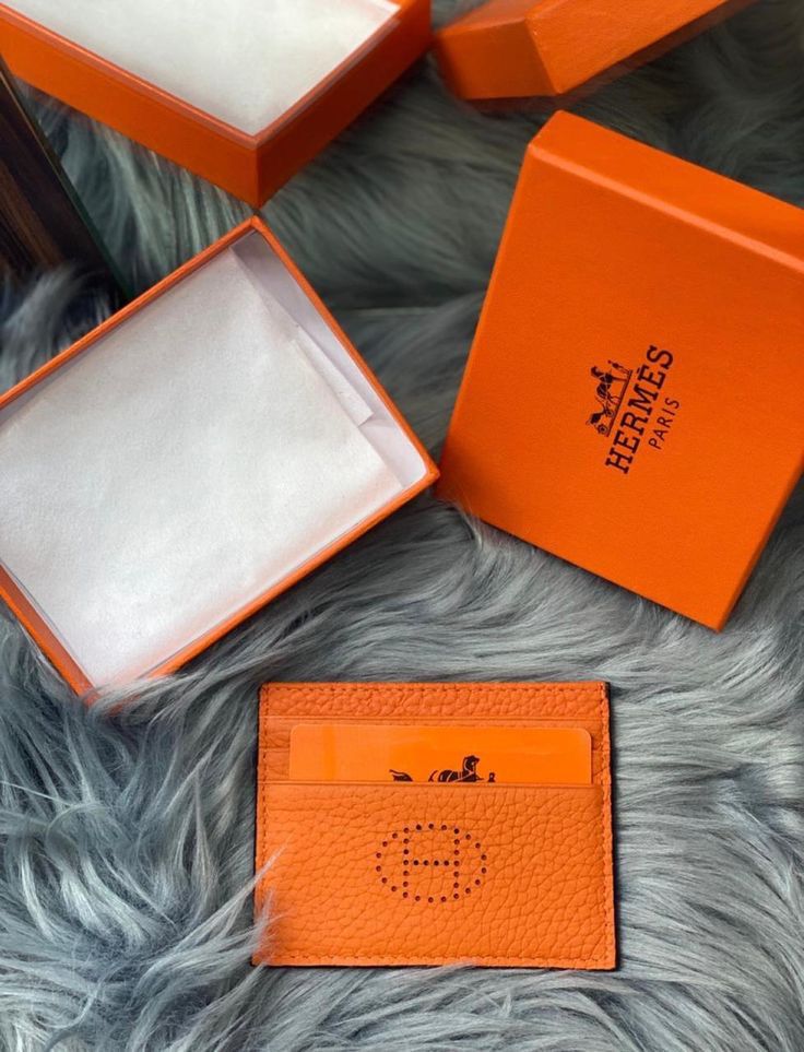 Luxury Leather Card Holder – Premium Inspired Design (Orange)