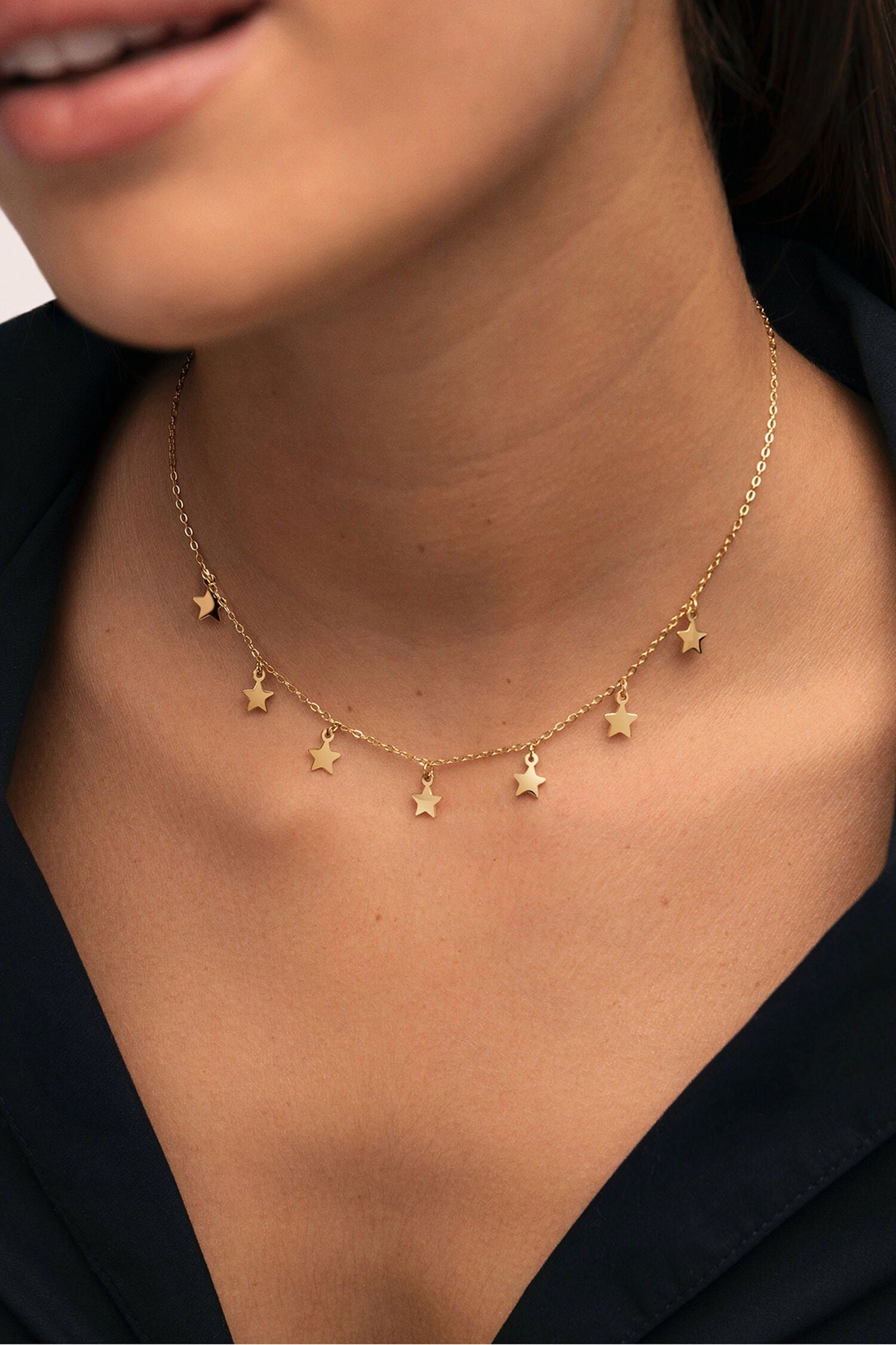 Star Charm Necklace – Elegant Gold Tone Stainless Steel