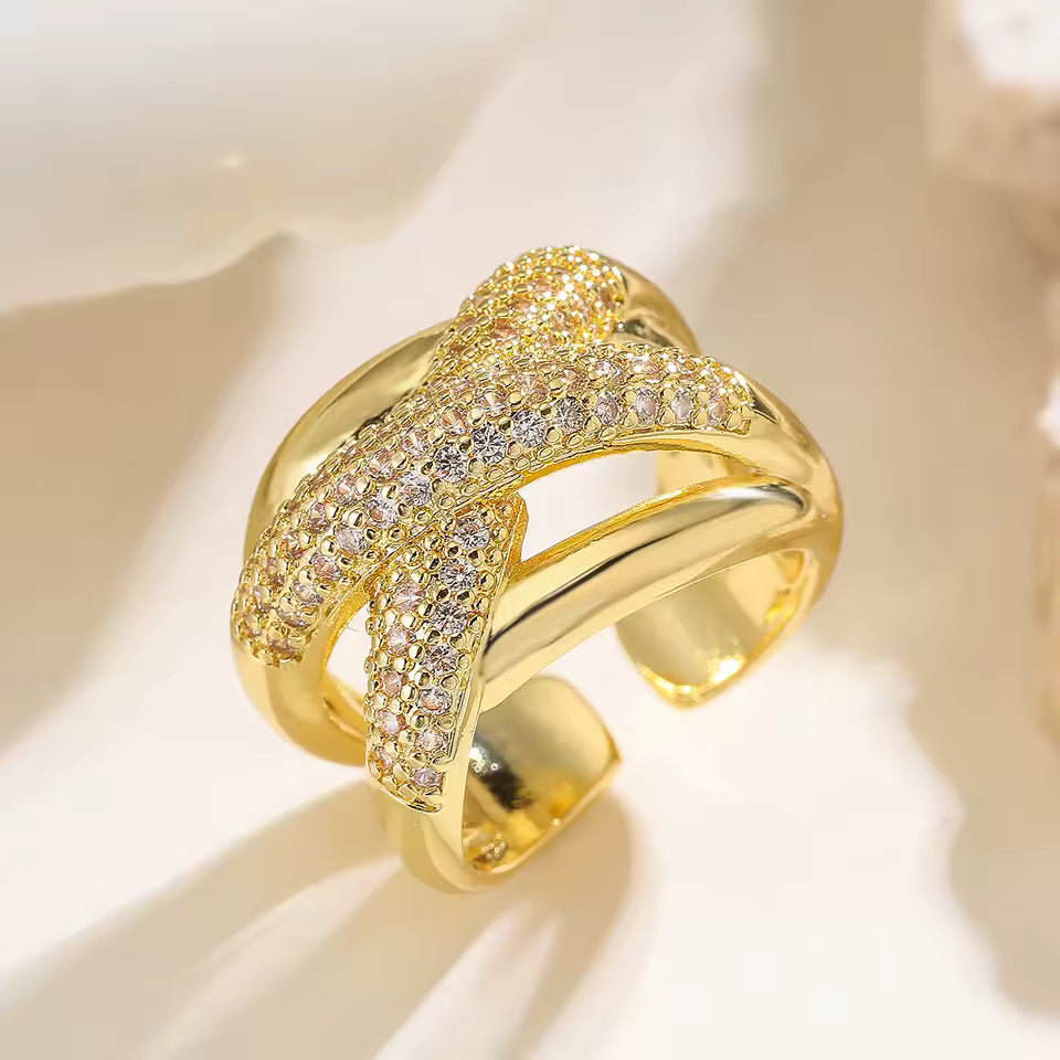 Luxury Two-Tone Intertwined Pavé Ring