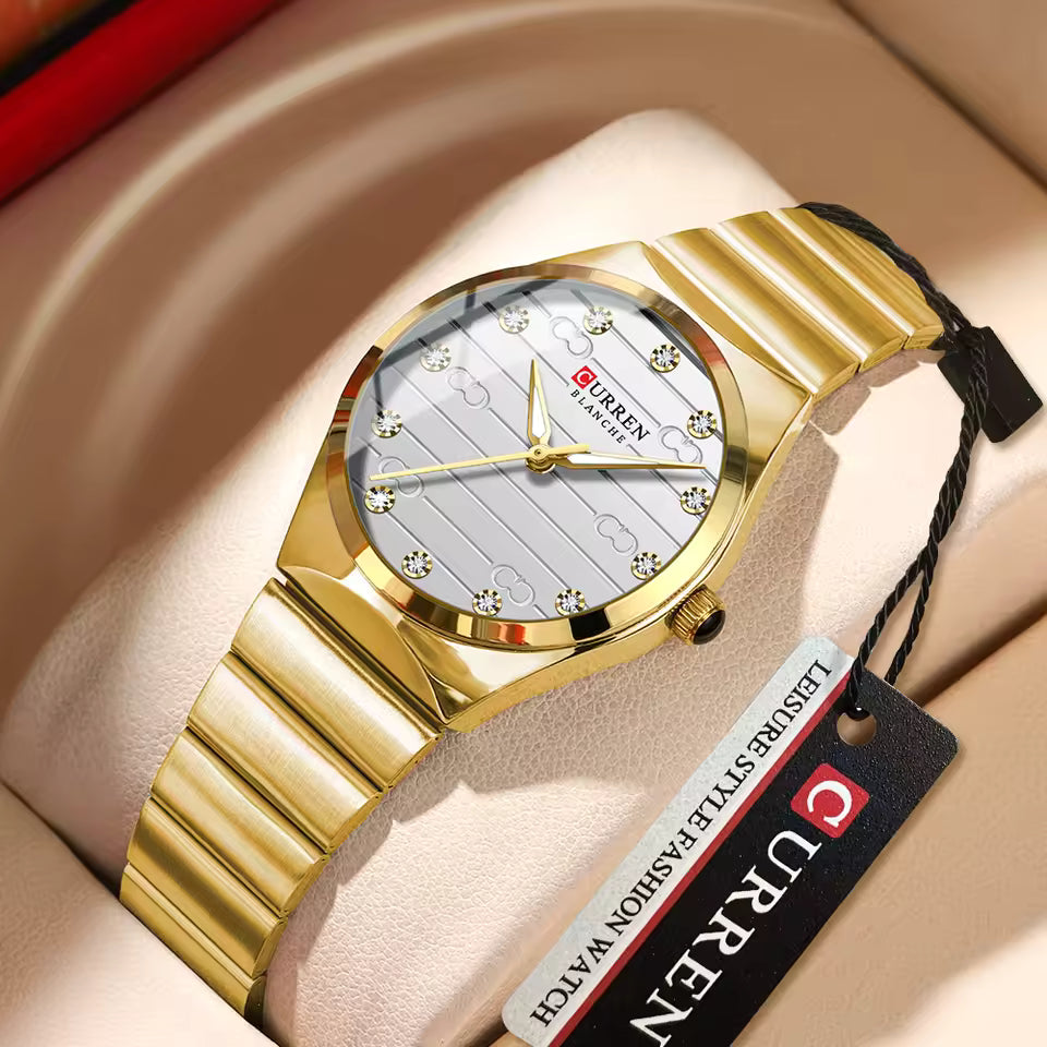 CURREN Women’s Silver Watch – Luxury Square Dial Quartz Wristwatch